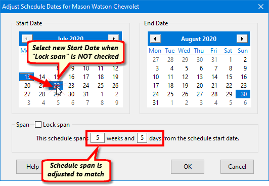 Adjusting Start Date Changes Schedule Length