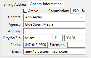 Agency Information Tab