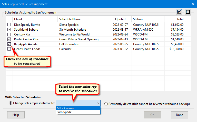 Changing Sales Rep Assignments