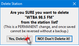 Confirming Station Deletion