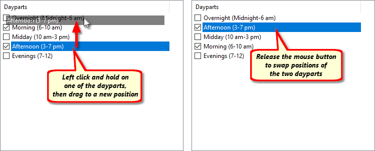 Rearranging Default Dayparts