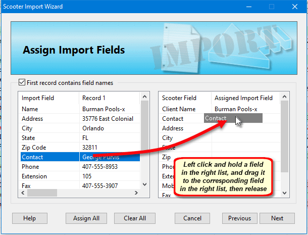 Assigning Import Fields