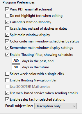 Program Preferences