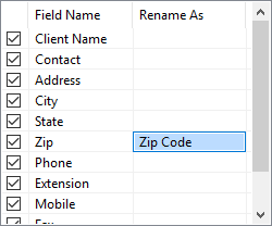 Renaming an Export Field