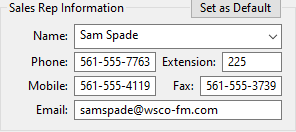 Sales Rep Information