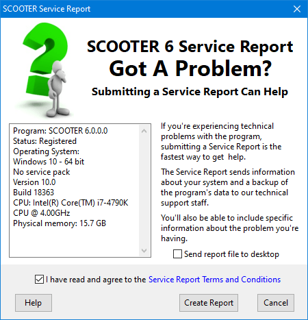 Service Report Window